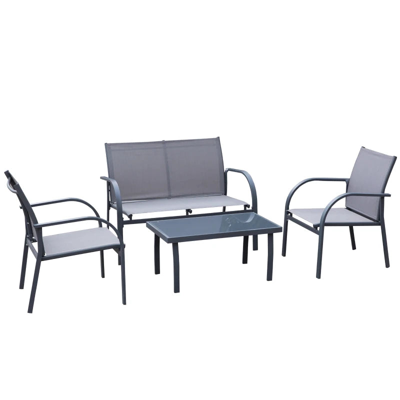 Four-Piece Minimalist Garden Patio Set in Stylish Grey for Outdoor Relaxation