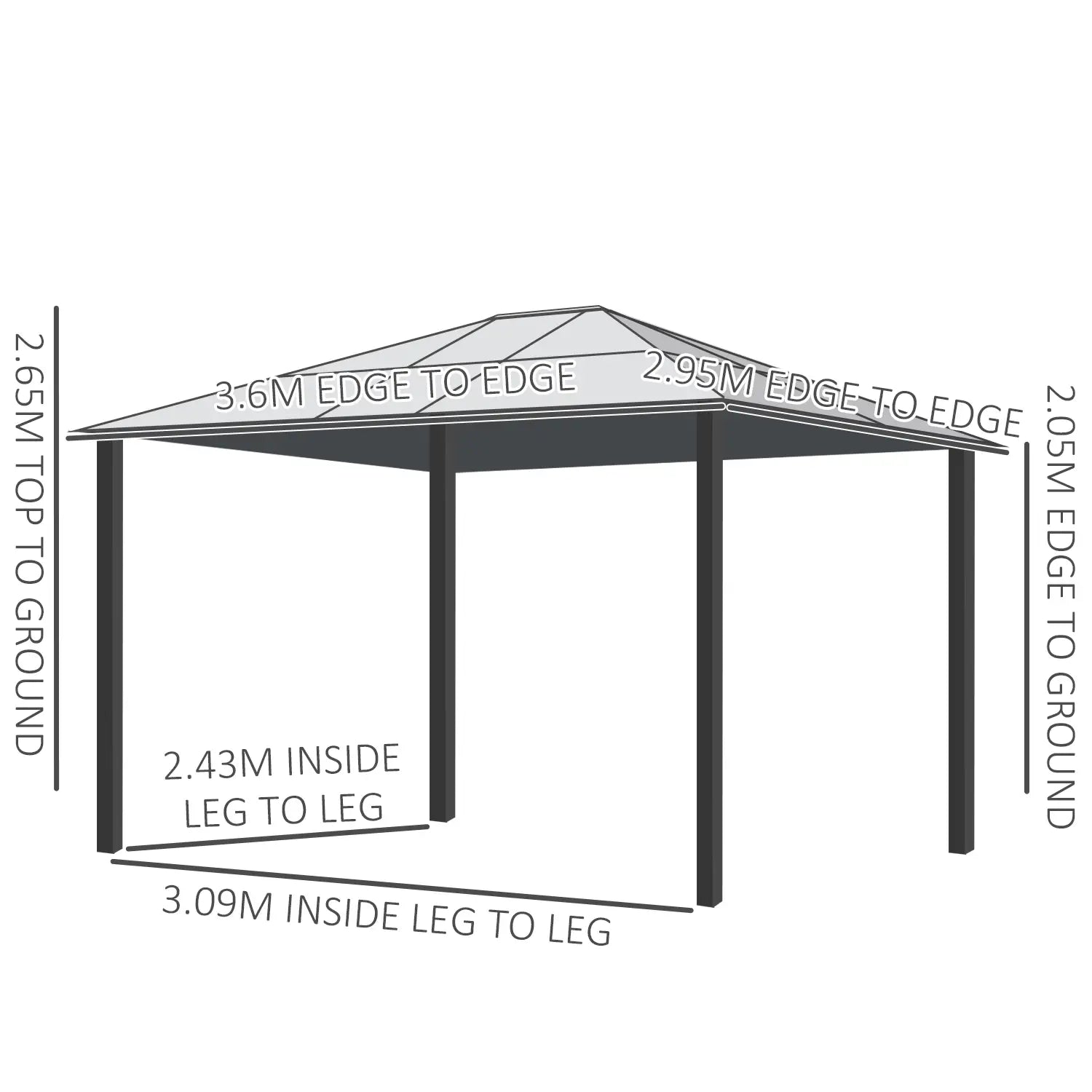 Brown 3m x 3.6m Garden Gazebo with Aluminium Structure, Insect Screens, and Drapes