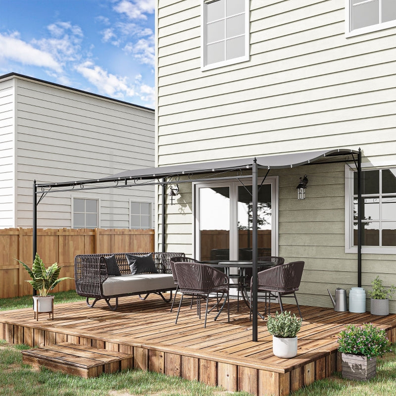 4m x 3m Curved Metal Pergola - Grey