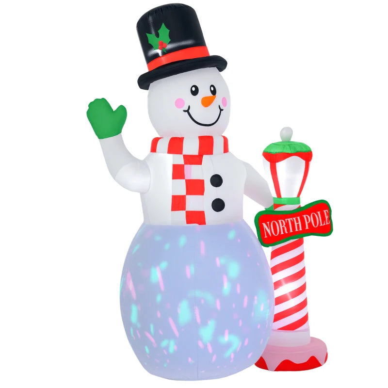 8ft Tall Inflatable Snowman with Street Lamp - Lighted Christmas Decoration for Indoor Outdoor Garden Lawn Party