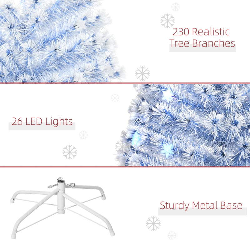 6FT Pre-Lit Artificial Fibre Optic Christmas Tree with LED Lights - Easy Storage Seasonal Decoration in White & Blue