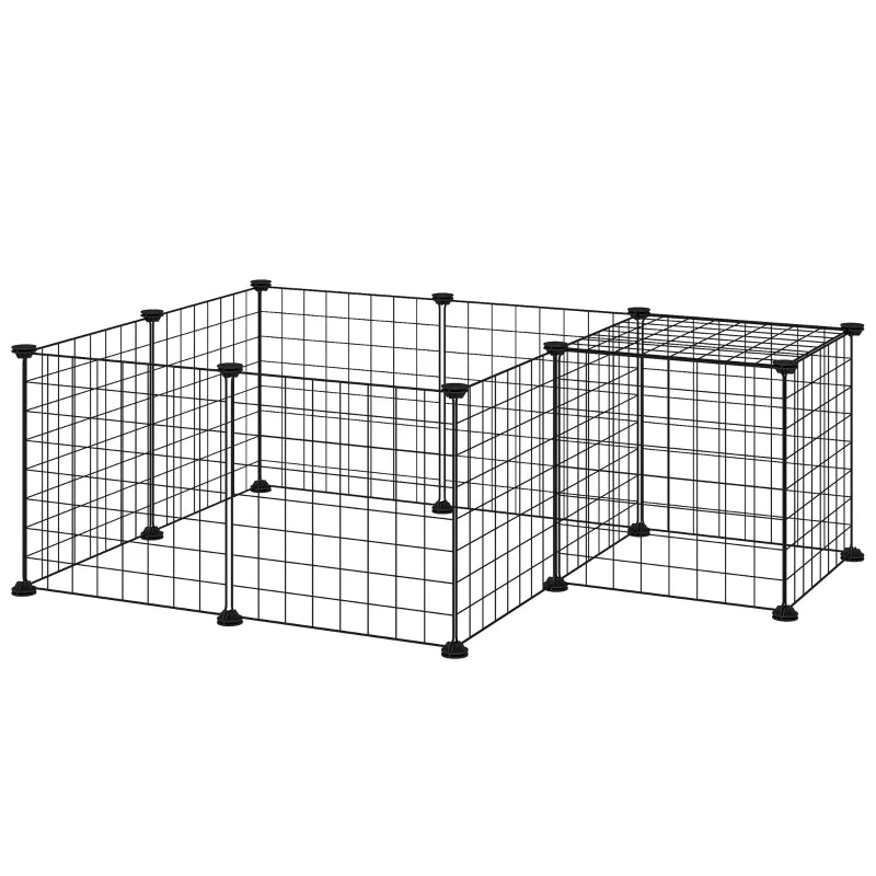 DIY Metal Wire Pet Playpen - 12 Panel Enclosure for Indoor/Outdoor Guinea Pigs, Bunnies & Small Animals - Black