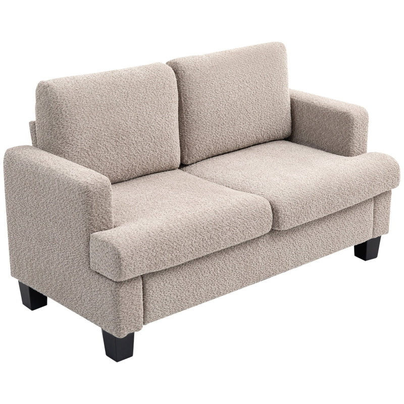 Stylish 2 Seater Loveseat Sofa with Removable Cushions in Light Brown Chenille Fabric for Living Room
