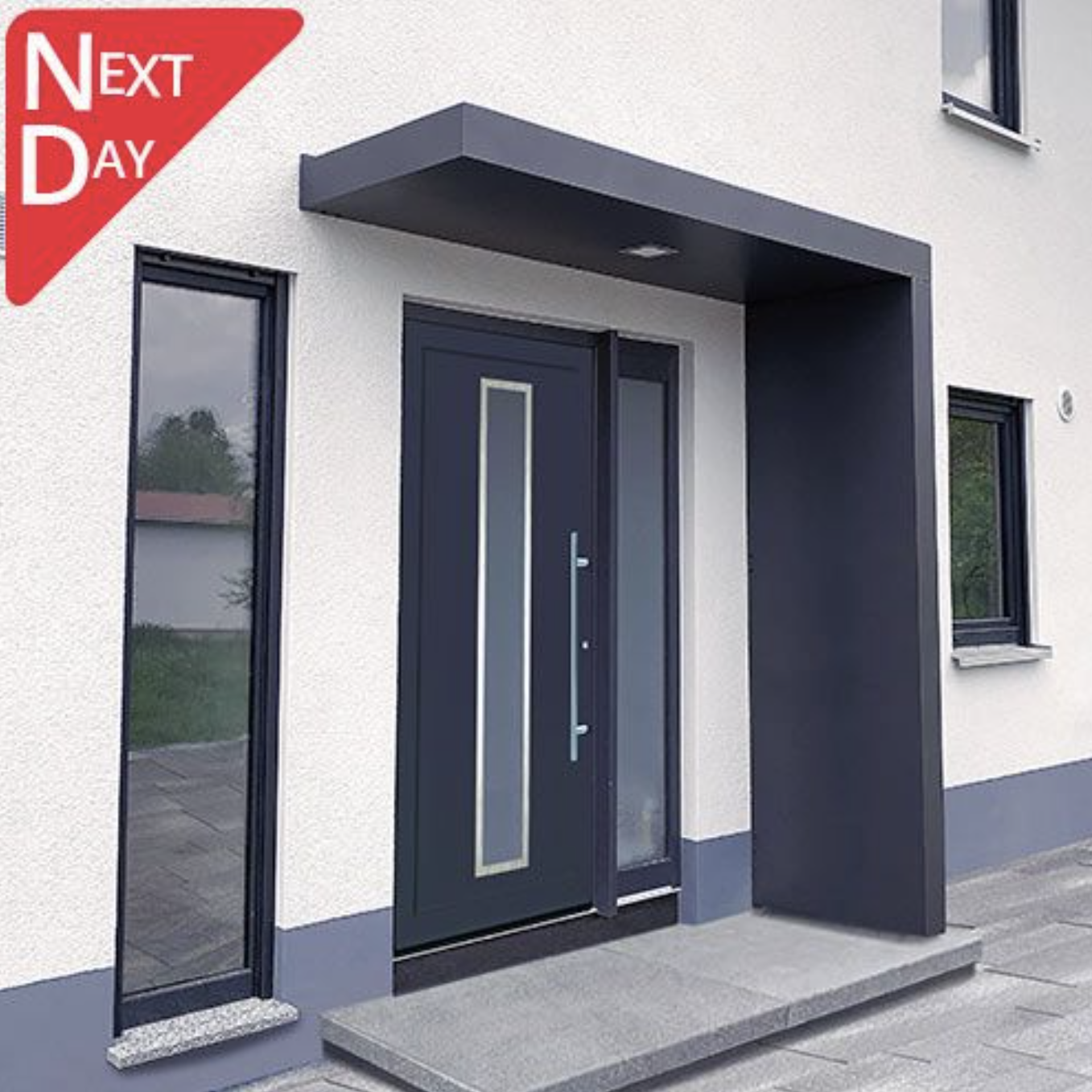200x90cm Aluminium Canopy With Single LED Light Side Panel - Anthracite Grey (Left or Right)
