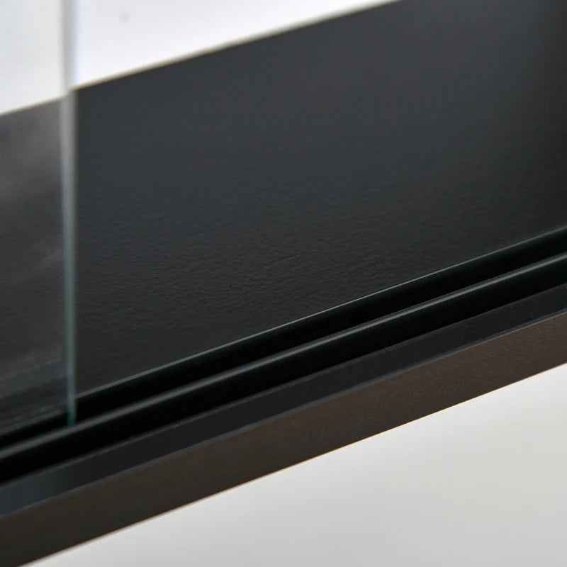 5-Tier Adjustable Wall Display Shelf Unit with Glass Doors - Stylish Home Office Storage Cabinet 60x80cm Black/White