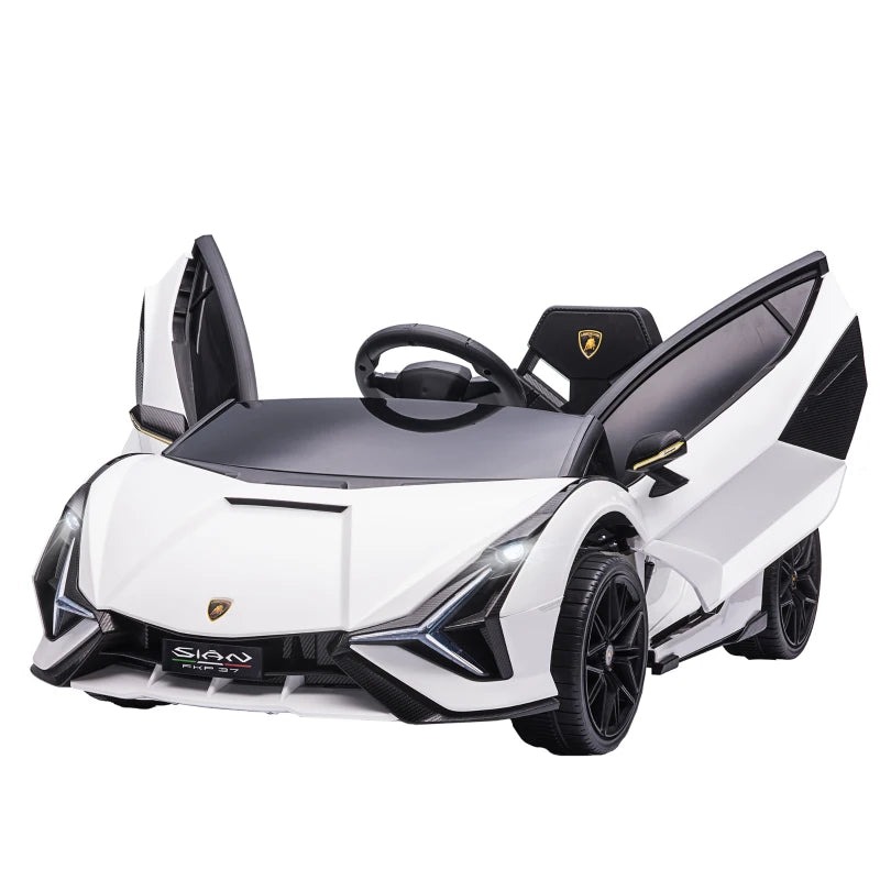 Lamborghini Sian 12V Electric Kids Car - Licensed Toy with Remote Control, Music, Lights & MP3 for Ages 3-5 - White