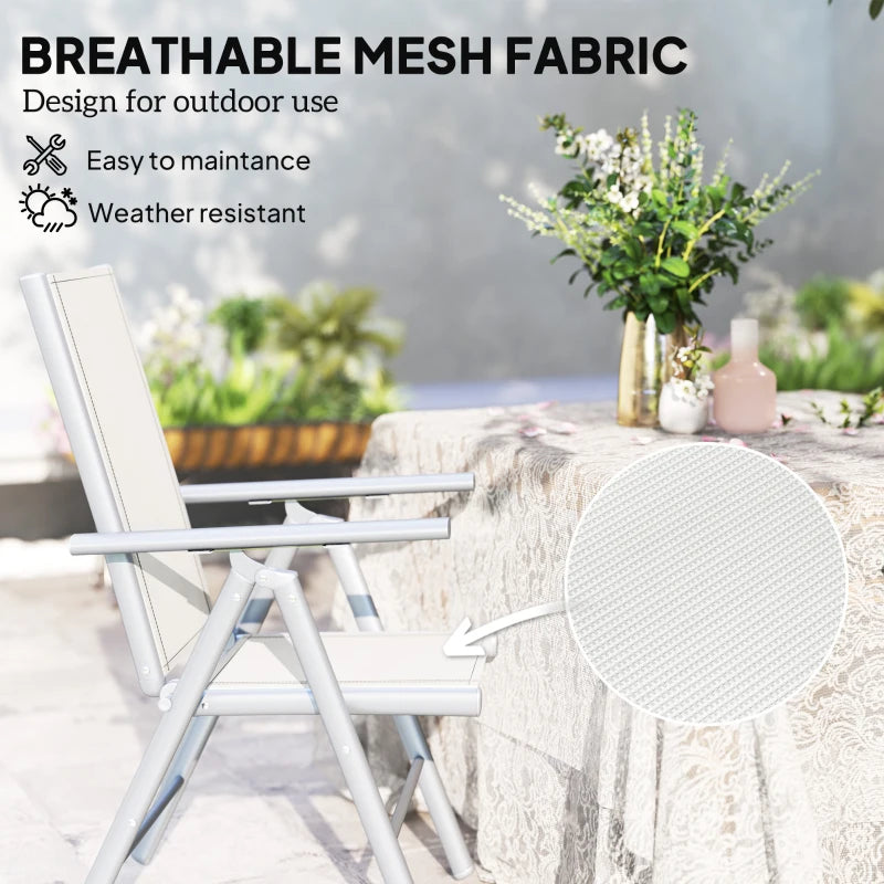 Set of Two Light Grey Aluminium Folding Chairs - Compact and Lightweight Design