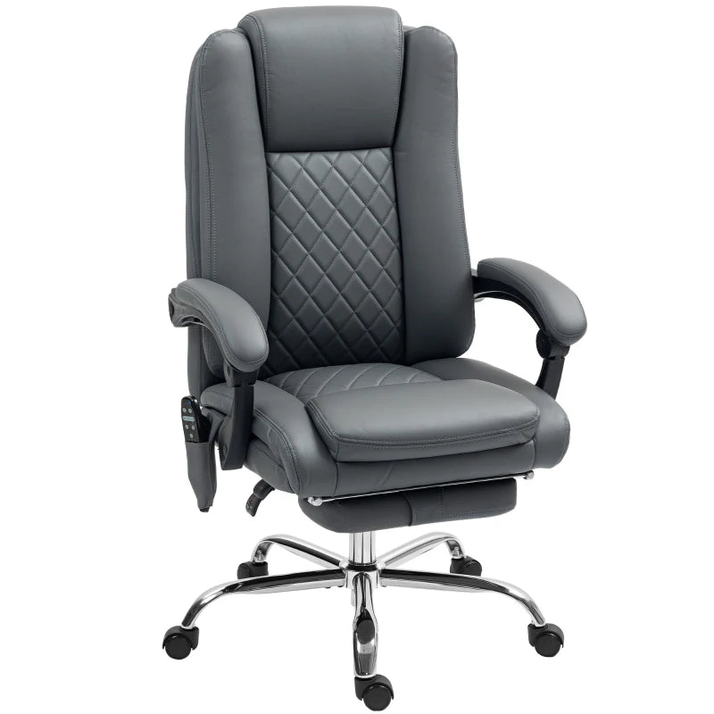 Executive Office Chair with 6-Point Massage & Heat - Ergonomic Light Grey Comfort for Home & Office
