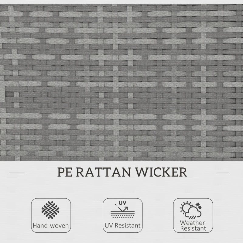 Grey Rattan Loveseat with Wood-Top Table