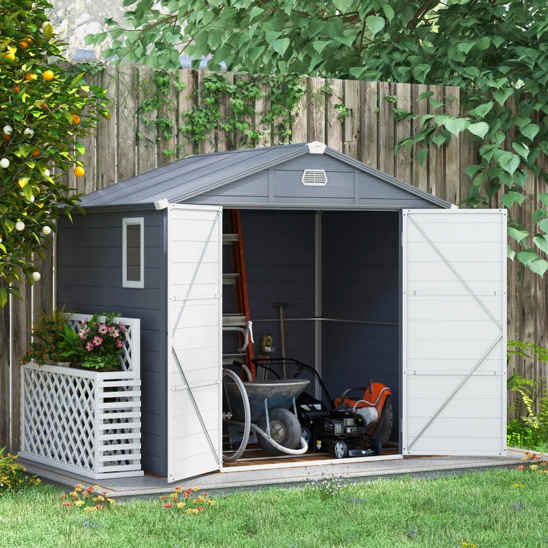 7.9ft x 6.2ft Aluminium Frame and Plastic Wall Shed With Foundation