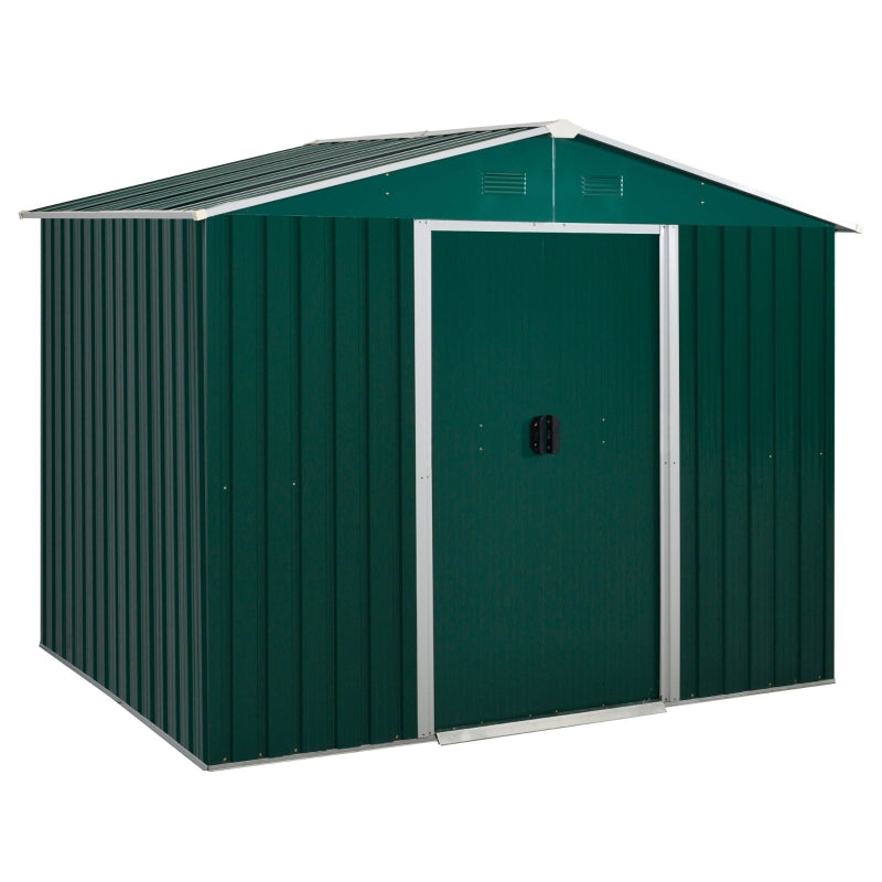Dark Green Metal Garden Shed - 7.7 x 5.5ft