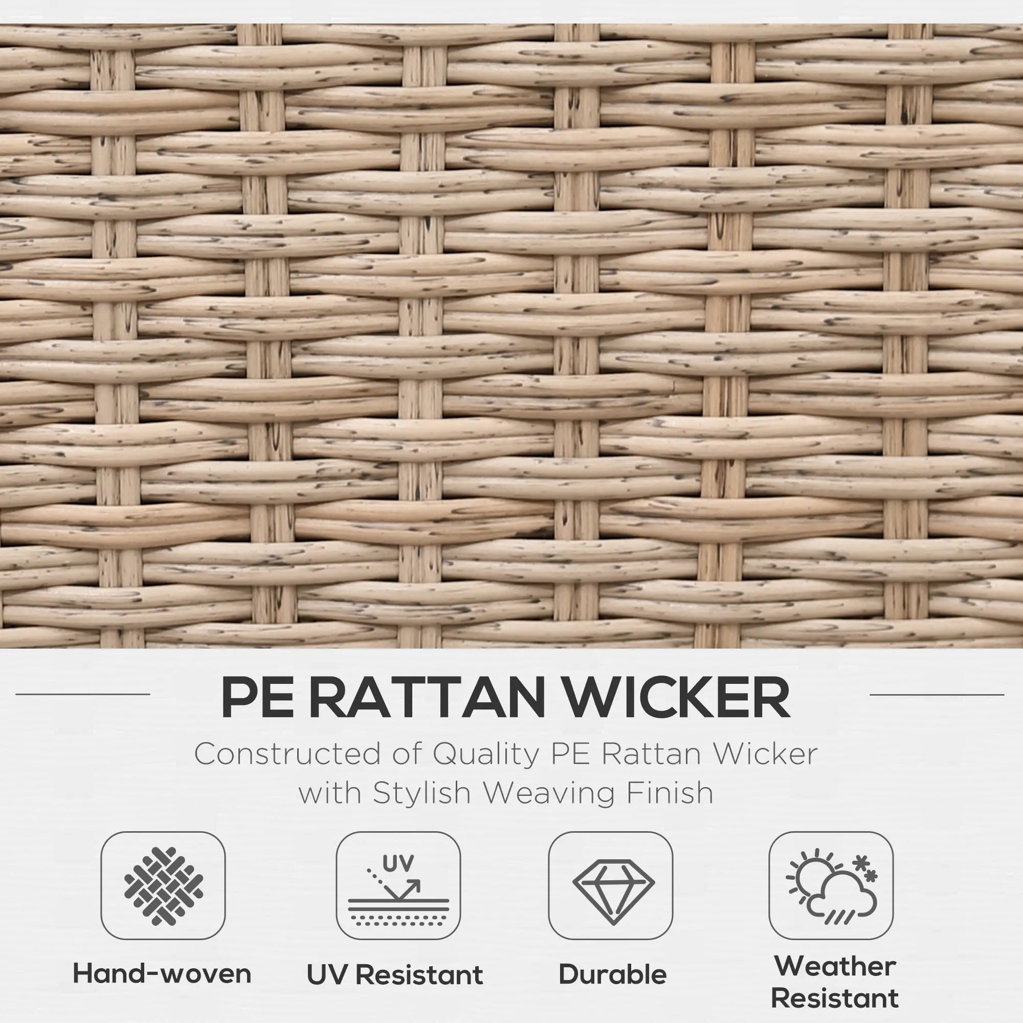 Beige 5 Seater Rattan Corner Sofa and Coffee Table Set