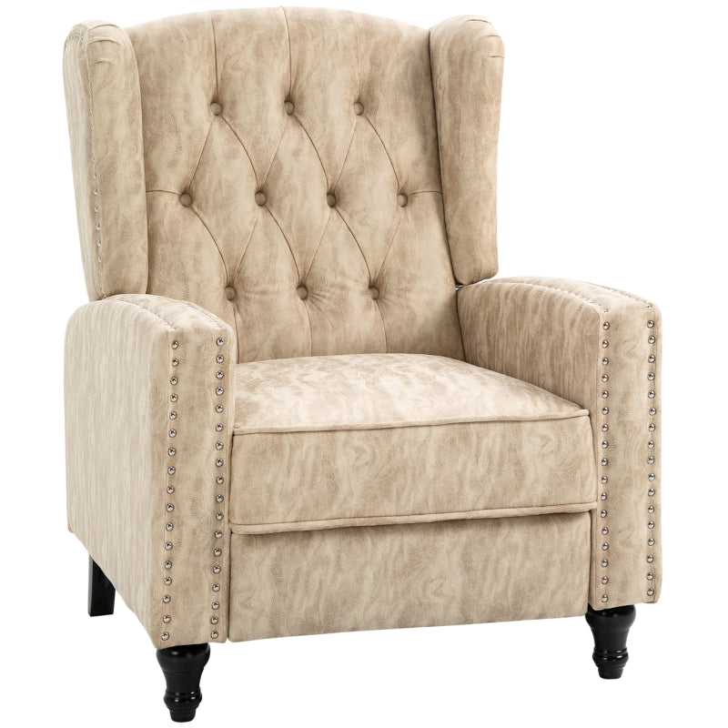 Chesterfield-Style Reclining Armchair in Beige for Ultimate Comfort and Style