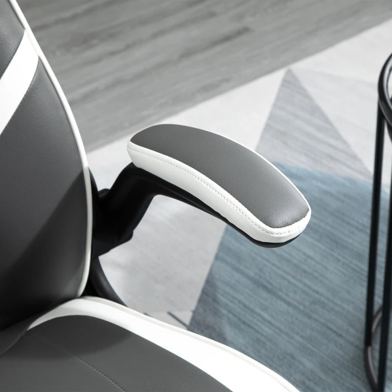 Vinsetto Ergonomic Gaming Chair - Adjustable Height, Swivel Base, PVC Leather - Stylish Grey Home Office Desk Chair