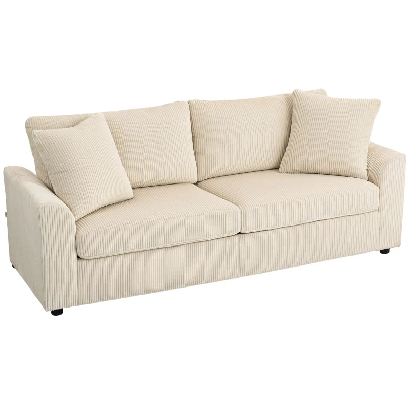 Modern 3-Seater Fabric Sofa with Spring Cushions and Scatter Cushions for Living Room or Home Office