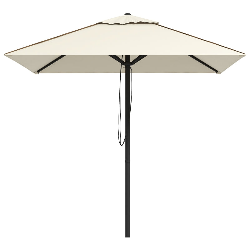Square Beige/Brown Canopy Parasol with Contrast Piping - 215cm
