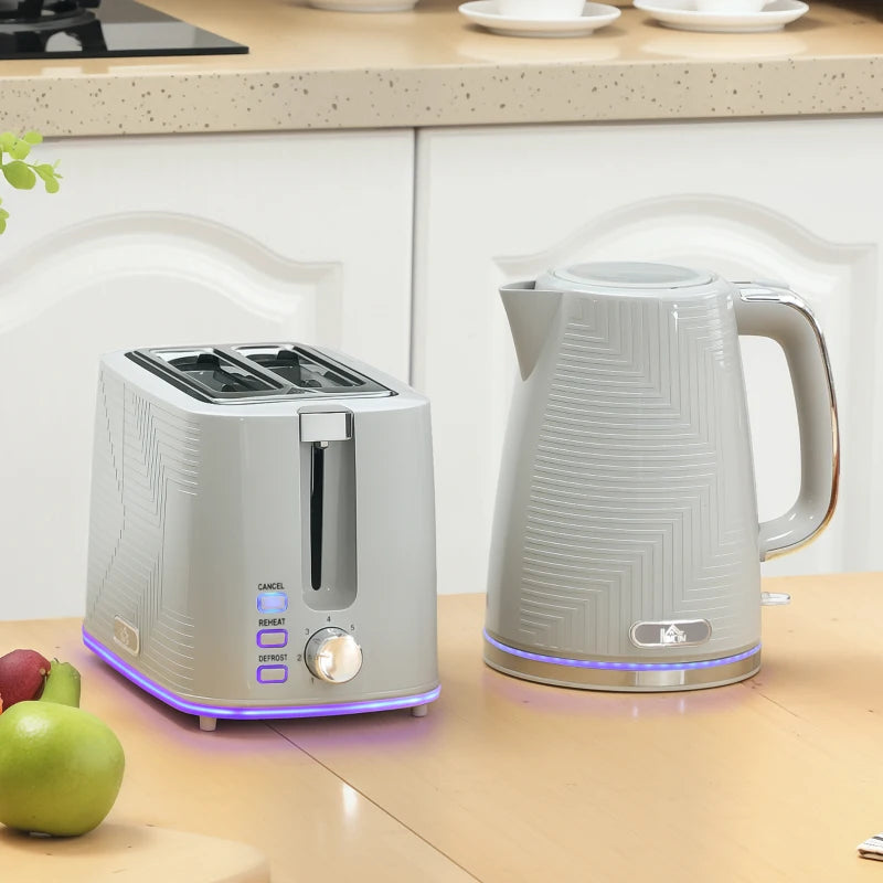 Stylish Grey Kettle and Toaster Set - Modern Kitchen Appliances for Effortless Breakfasts and Elegant Home Decor