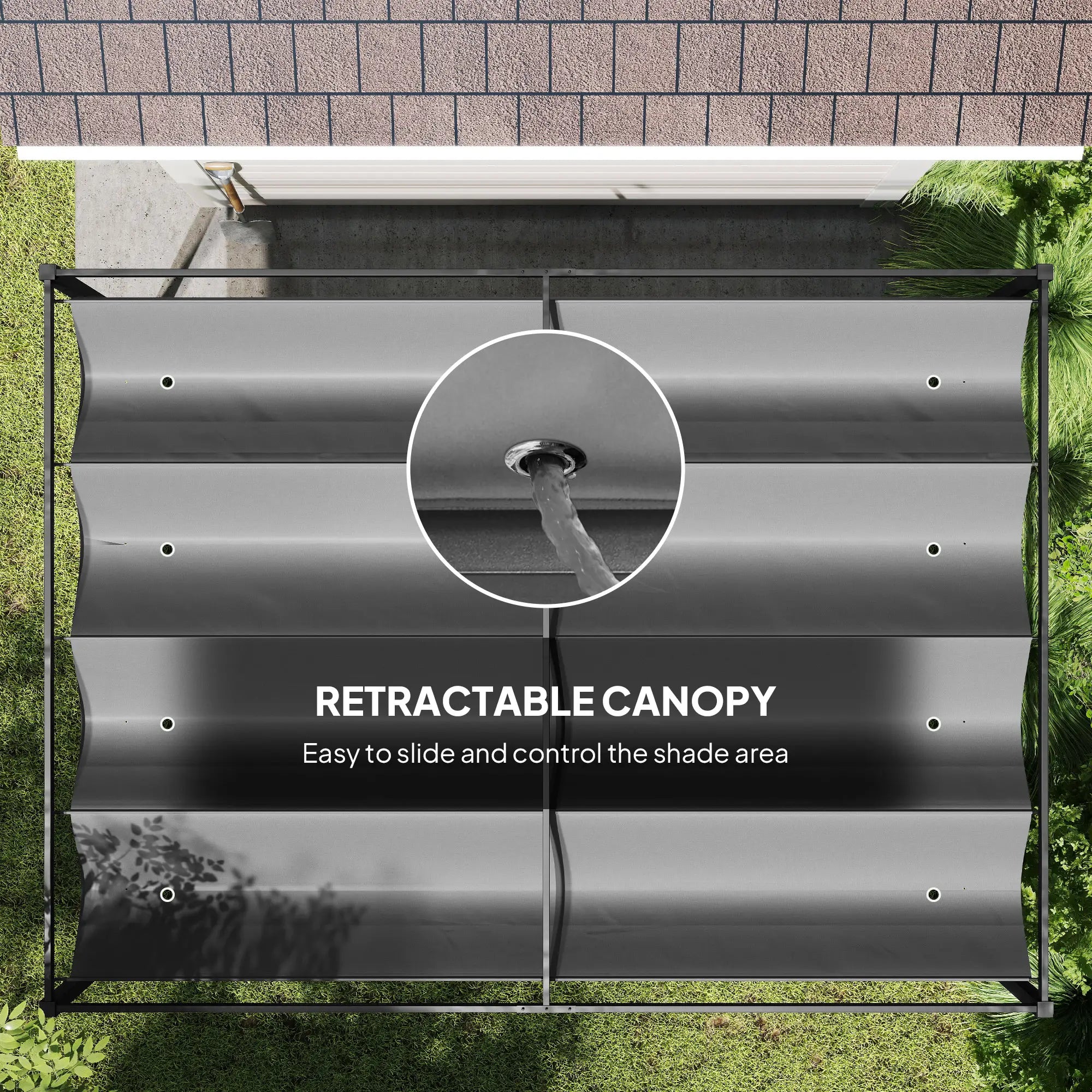 4m x 3m Dark Grey Metal Rectangular Pergola