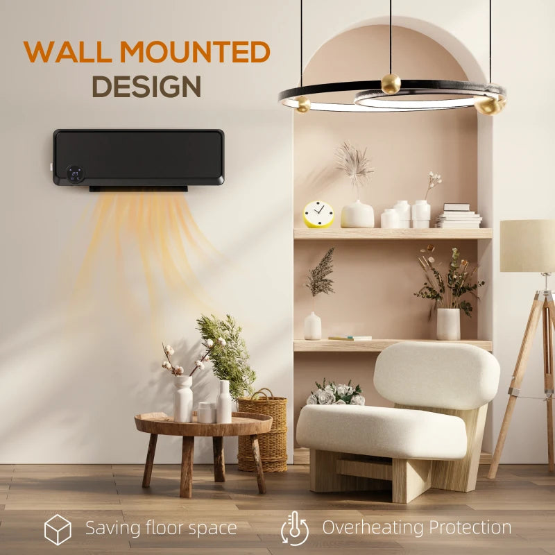 Electric Wall Downflow Heater 2000W with Timer Remote Oscillation for Home Office Bedroom