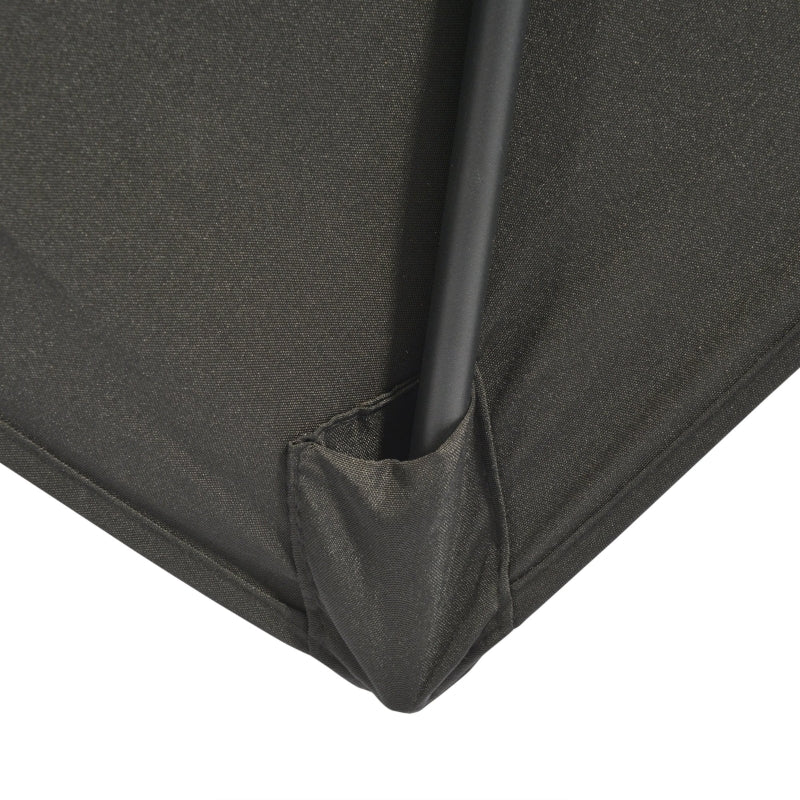 Black Rectangular Garden Parasol Umbrella, 2x3m, Crank Tilt, Aluminium Pole
