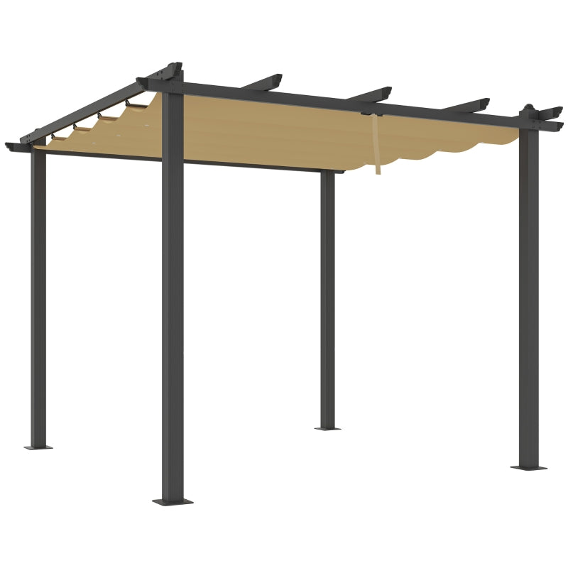 3m x 3m Khaki Aluminium Pergola with Retractable Roof