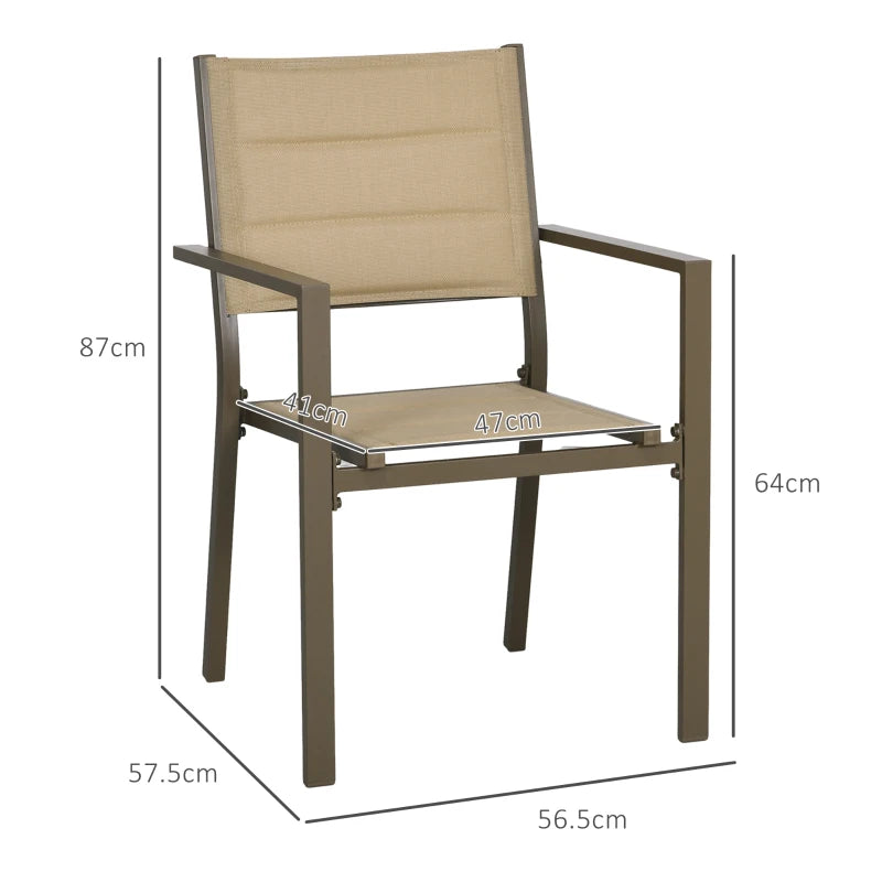 Khaki Aluminium Stackable Garden Chairs Set of 2