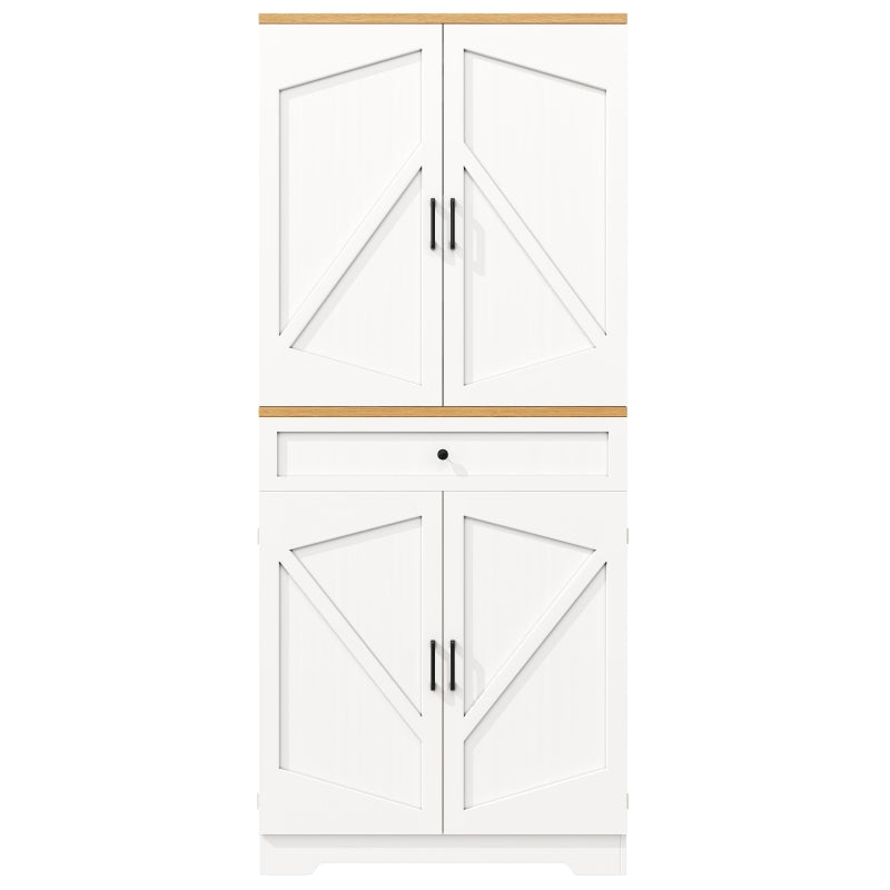 Tall Kitchen Sideboard with Double-Door Cabinets - Maximized Storage & Anti-Tip Safety for Dining Room - 80x40x180 cm, White