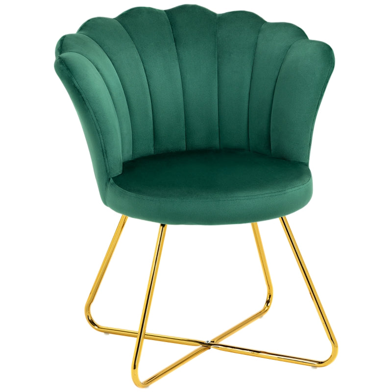 Velvet-Feel Lotus Petal Accent Chair in Green for Stylish Home Decor