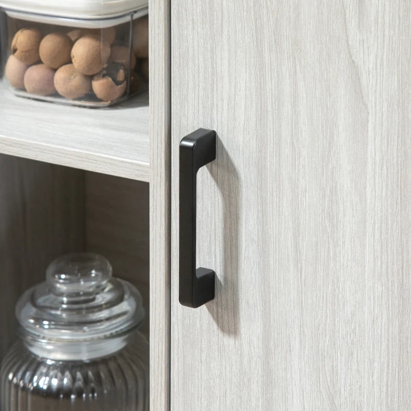 Modern Light Grey Sideboard - Steel Frame Storage Cabinet with 2 Doors & Adjustable Shelves for Living Room & Hallway