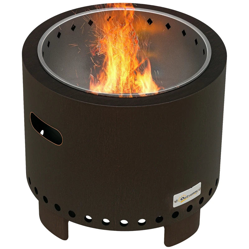 Metal Wood-Burning Smokeless Fire Pit - Stylish Black Outdoor Fire Pit for Backyard Gatherings and Cozy Evenings