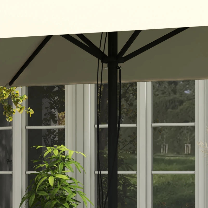 Square Beige/Brown Canopy Parasol with Contrast Piping - 215cm