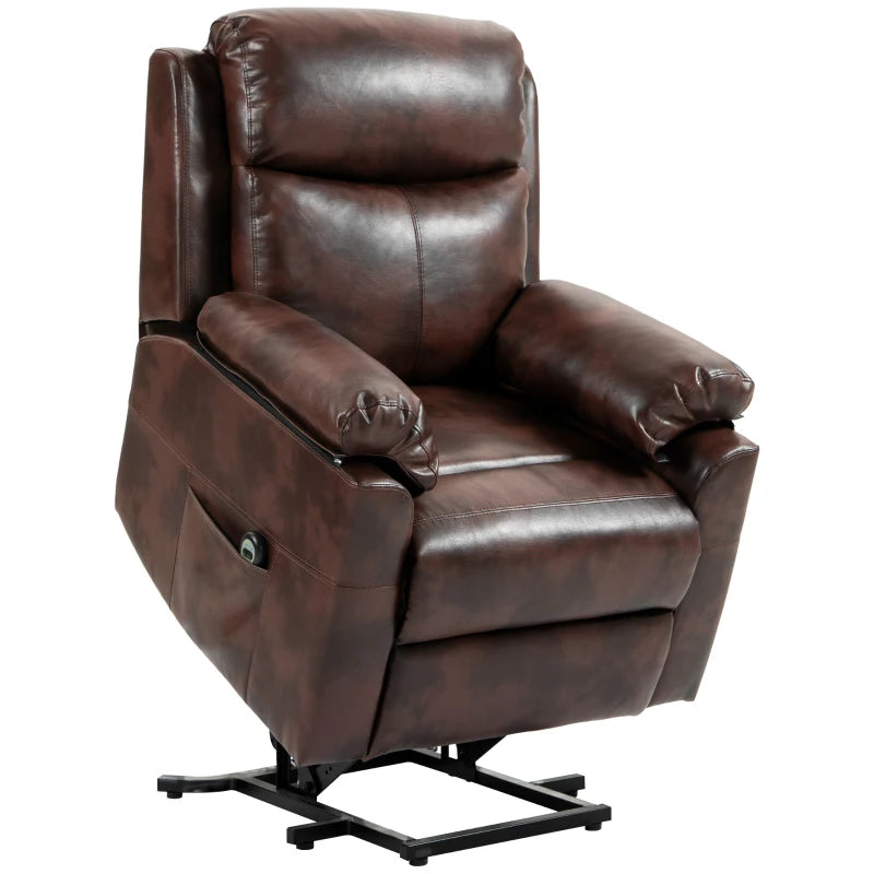 Dark Brown Faux Leather Electric Riser Recliner Chair with 70° Recline for Ultimate Comfort