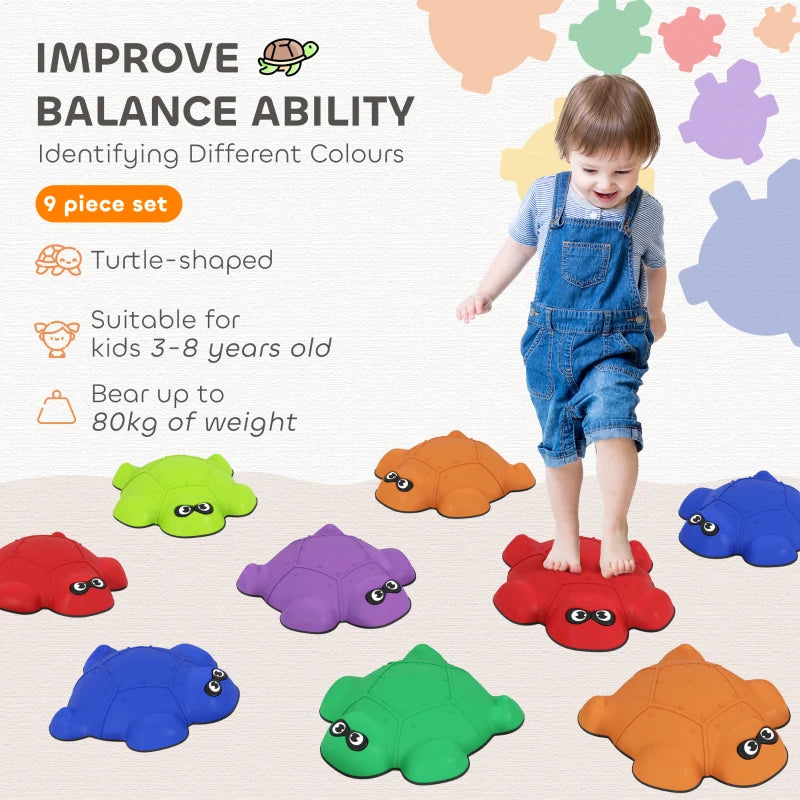 9-Piece Non-Slip Balance Stepping Stones for Kids Indoor Outdoor Obstacle Course Ages 3-8