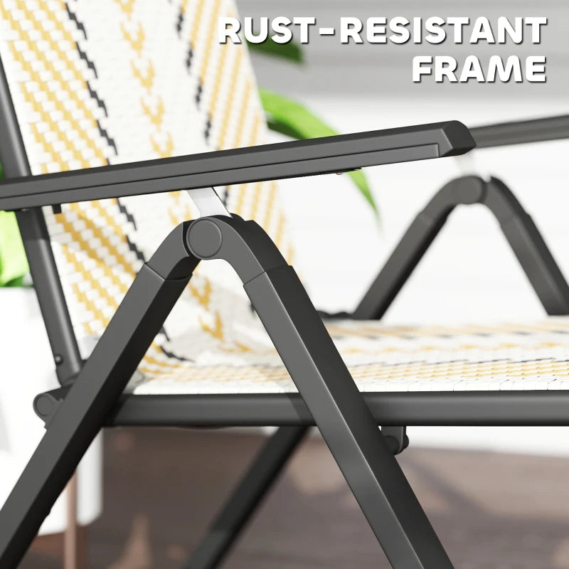 Set of 2 Multicolour Rattan Reclining Garden Chairs - Stylish Outdoor Seating for Relaxation and Comfort