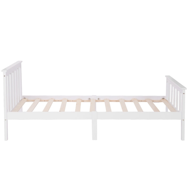 3ft Wooden Single Bed with Headboard & Footboard - Durable White Frame, 190x90 cm, Perfect for Kids & Guest Rooms