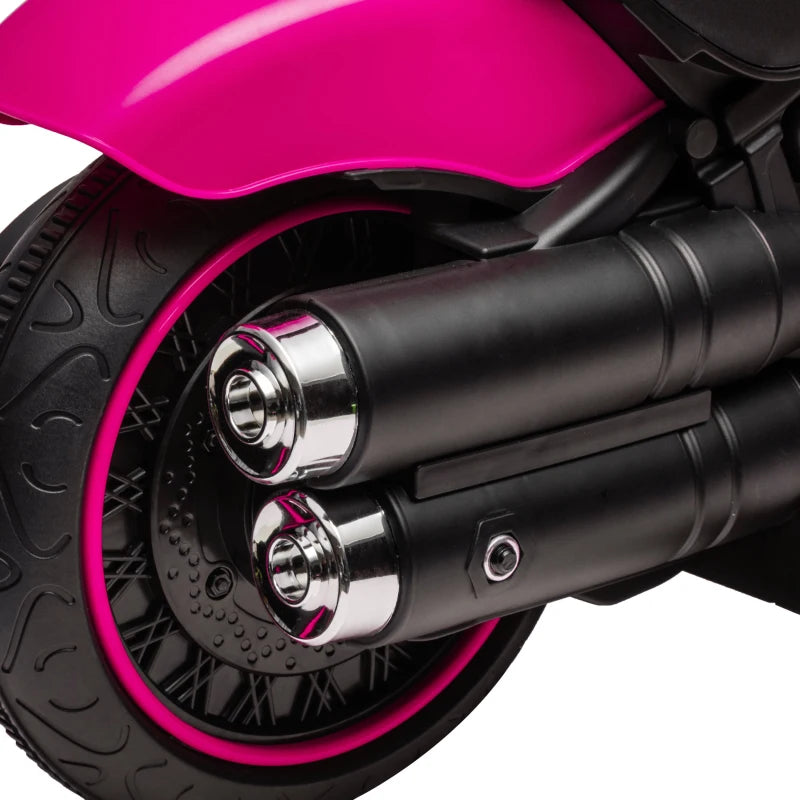 6V Electric Motorbike for Kids with Training Wheels and One-Button Start in Pink