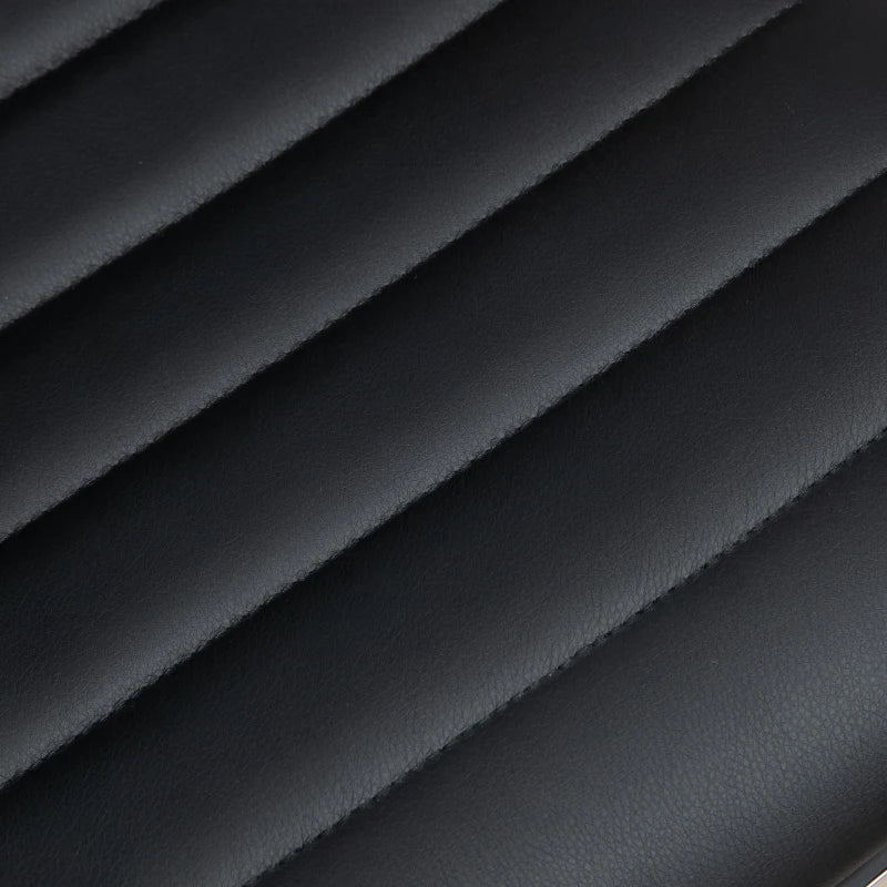 Armless Swivel Task Desk Chair with Faux Leather Adjustable Height Chrome Base and Wheels for Home Office Black