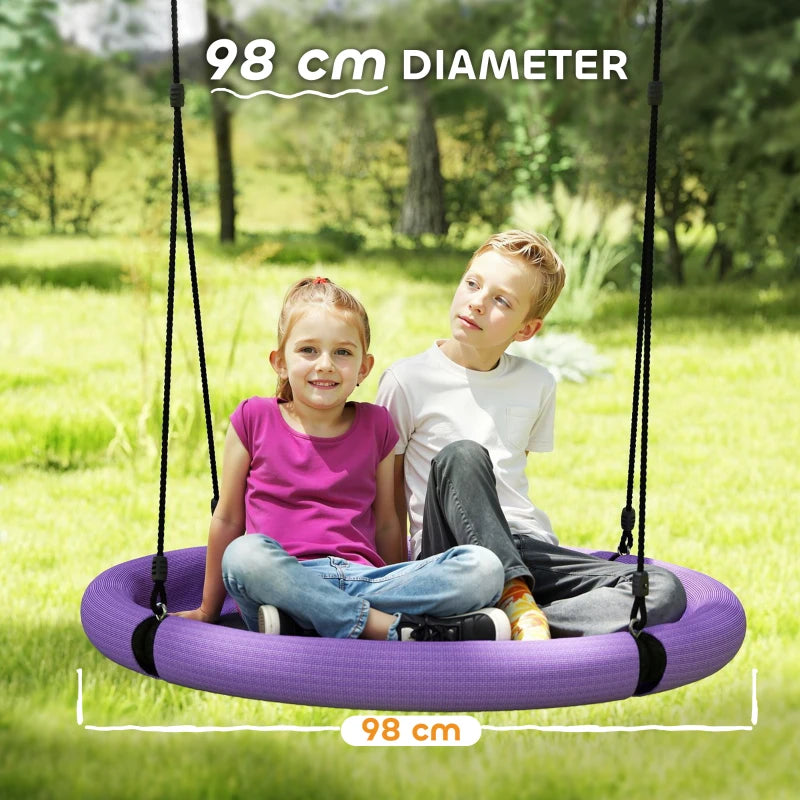 Kids 100cm Diameter Nest Swing Seat with Adjustable Ropes for Outdoor Fun Purple