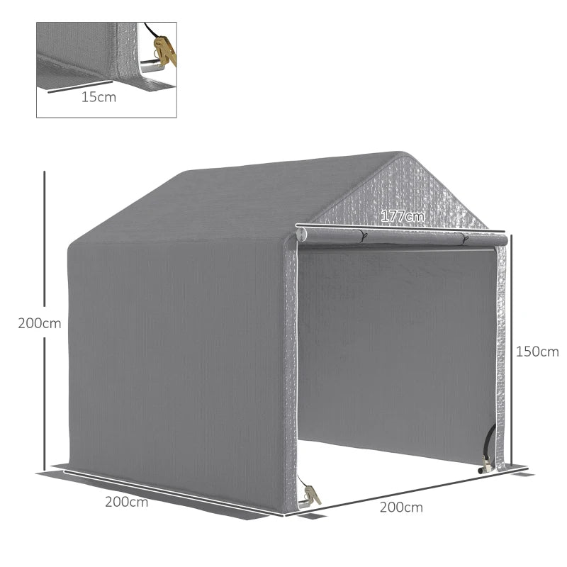 Durable 2 x 2m Garden Fabric Storage Tent - Grey