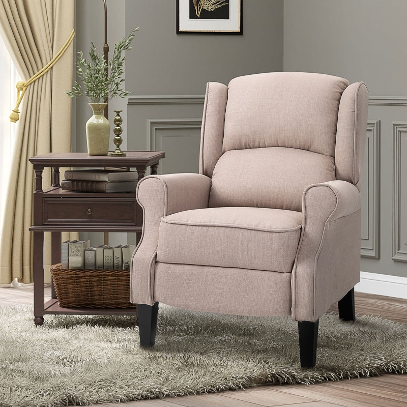 Luxury Heated Massage Reclining Armchair with Thick Sponge Padding and Linen Upholstery for Home Relaxation in Beige