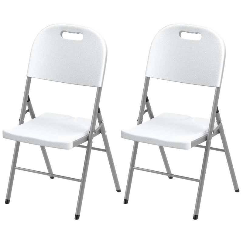 Set of Two White Foldable Outdoor Chairs - Compact Size for Easy Storage