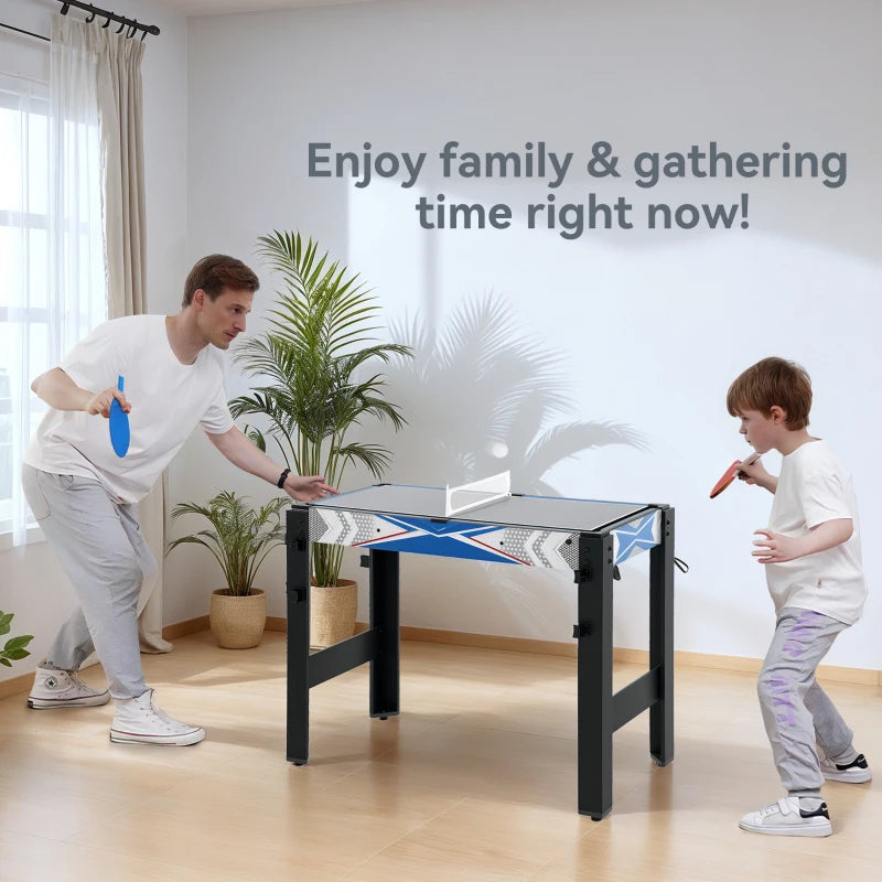 5-in-1 Multi Games Table for Family Fun with Pool Table Tennis Basketball Hockey Archery Blue