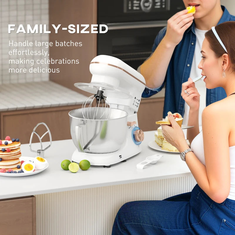 Premium 1300W White Kitchen Stand Mixer with Accessories - Powerful, Versatile, Ideal for Baking and Cooking Enthusiasts