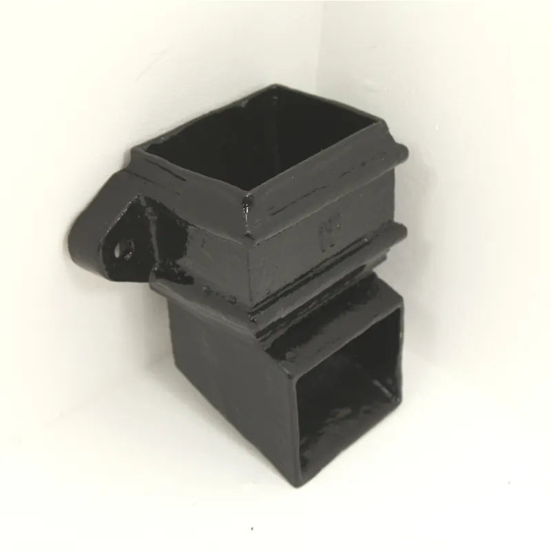 Hargreaves Cast Iron 100x75mm Left Hand Eared Rectangular Side Shoe - Painted Black