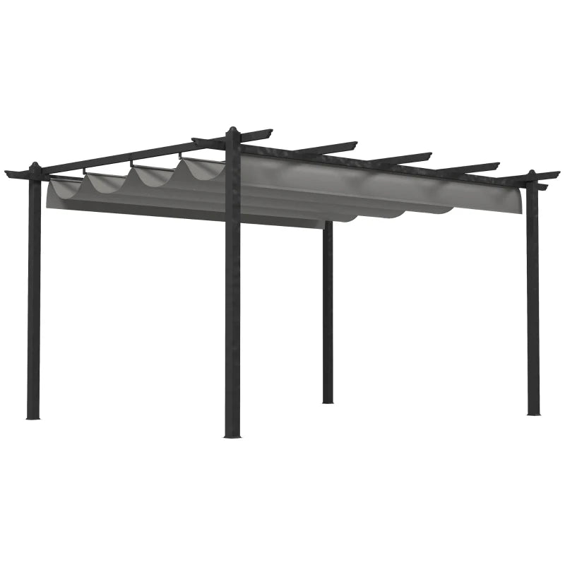 Grey 4m x 3m Aluminium Pergola with Retractable Roof