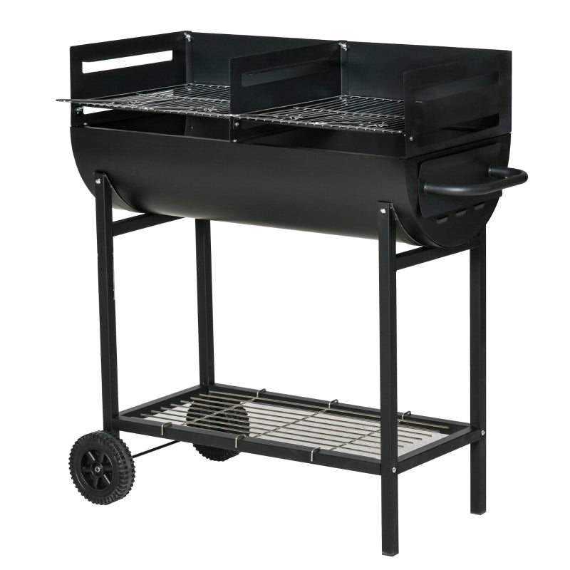 Black Steel Charcoal BBQ with Wheels