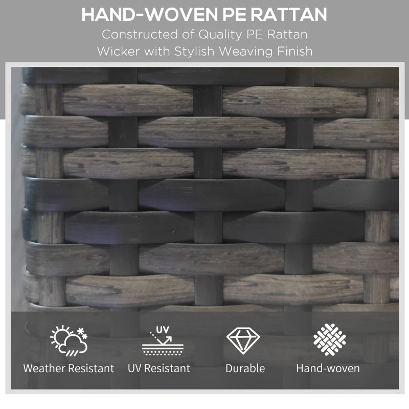 Rattan Wicker Outdoor Sun Lounger - Grey, Adjustable Backrest, 2 Wheels