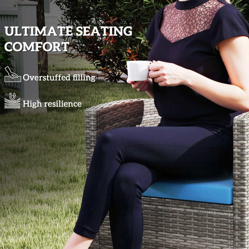 Sky Blue Outdoor Seat Cushion Pads for Rattan Furniture - 3 Piece Set, 45x45 cm