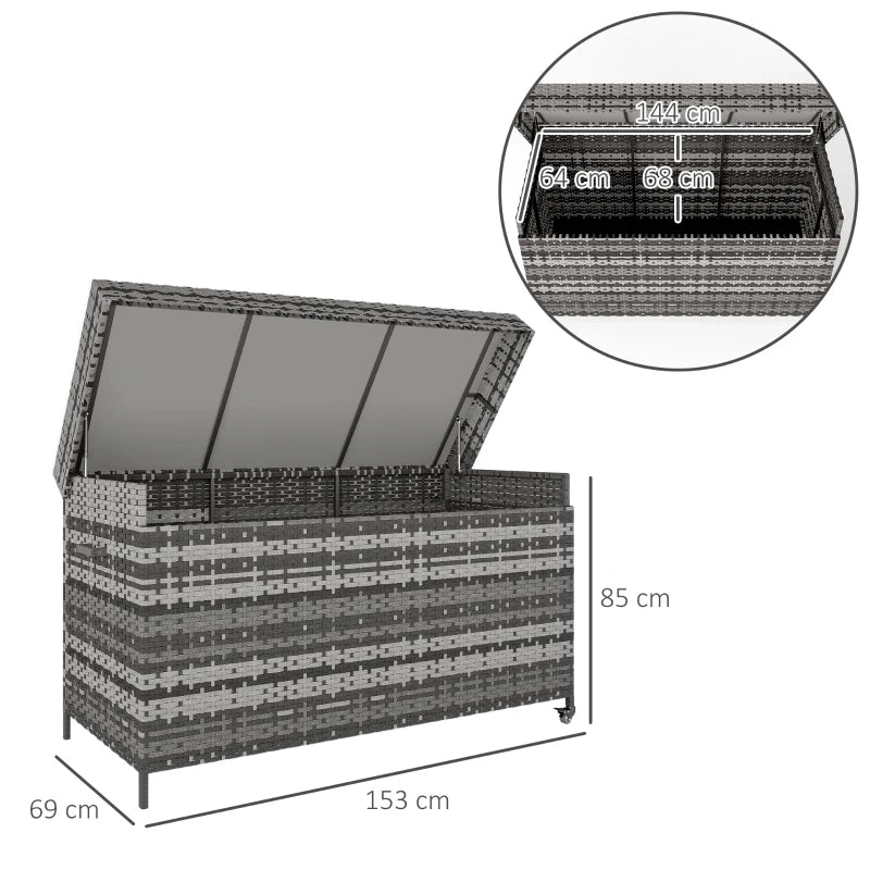 Dark Grey 627L Rattan Storage Box - Stylish Outdoor & Indoor Organizer