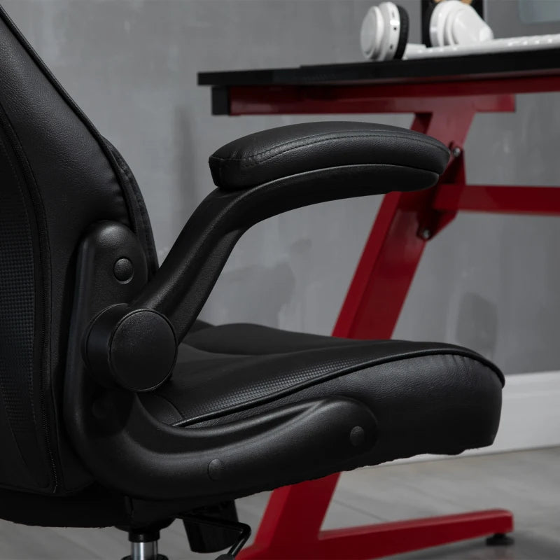 Vinsetto Racing Style Video Game Chair with Lumbar Support, Swivel Base, Flip-up Armrests & Headrest - Black Home Office Chair
